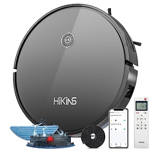HiKiNS Robot Vacuum and Mop Combo, WiFi/App,Self-Charging Robotic Vacuum Cleaner, 2 in 1 Mopping Robot Vacuums with Individual 600ml Dustbin & 400ml WaterTank,Ideal for Hard Floor, Pet Hair, Carpet HiKiNS Robot Vacuum and Mop Combo, WiFi/App,Self-Charging Robotic Vacuum Cleaner, 2 in 1 Mopping Robot Vacuums with Individual 600ml Dustbin & 400ml WaterTank,Ideal for Hard Floor, Pet Hair, Carpet
