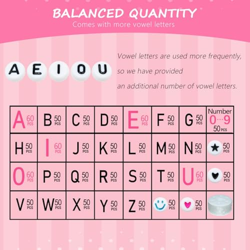 Image of Amaney 1600pcs Acrylic Alpabet Letter Beads,31 Styles,Heart,Number,Star and Smiley Beads,4x7mm for Jewelry Making Bracelets Necklaces Key Chains