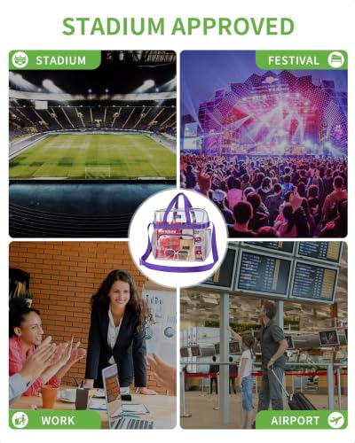 Image of MAY TREE Clear Bag Stadium Approved, Cold-Resistant, Lightweight and Waterproof, Transparent Tote Bag and Gym Clear Bag, See Through Tote Bag for Work, Sports Games and Concerts-12 x12 x6