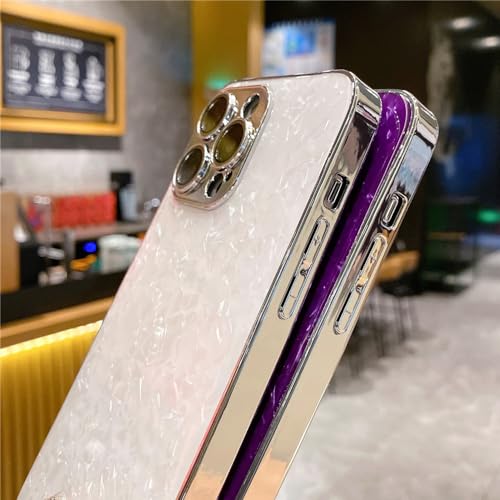 Coque iPhone 14 Pro antichoc bleu paillettes marbre laser