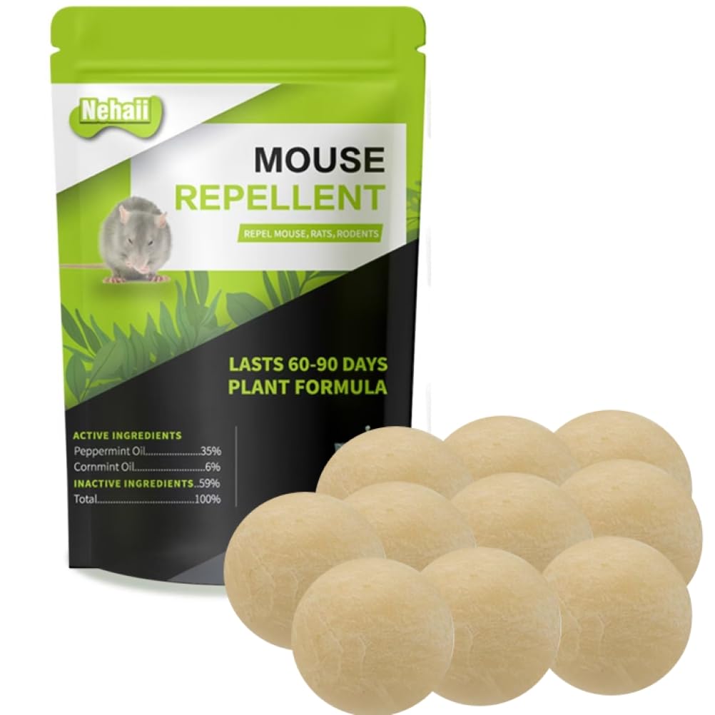 Nehaii Mouse Repellent, Peppermint Oil Rat Repellent, Peppermint Oil Mouse Repellent Ball, Rat Deterrent Outdoor, Keep Mice Away for Indoor, Mouse Deterrent, 2026 Upgrade Brown-10p