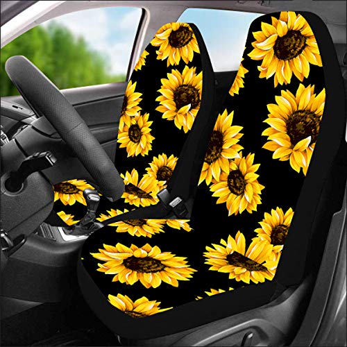 Venhoo Car Seat Covers Lovely Sunflower Universal Auto Front Seats Protector Compatible Fits for Most Car, SUV Sedan & Truck-2 Pcs