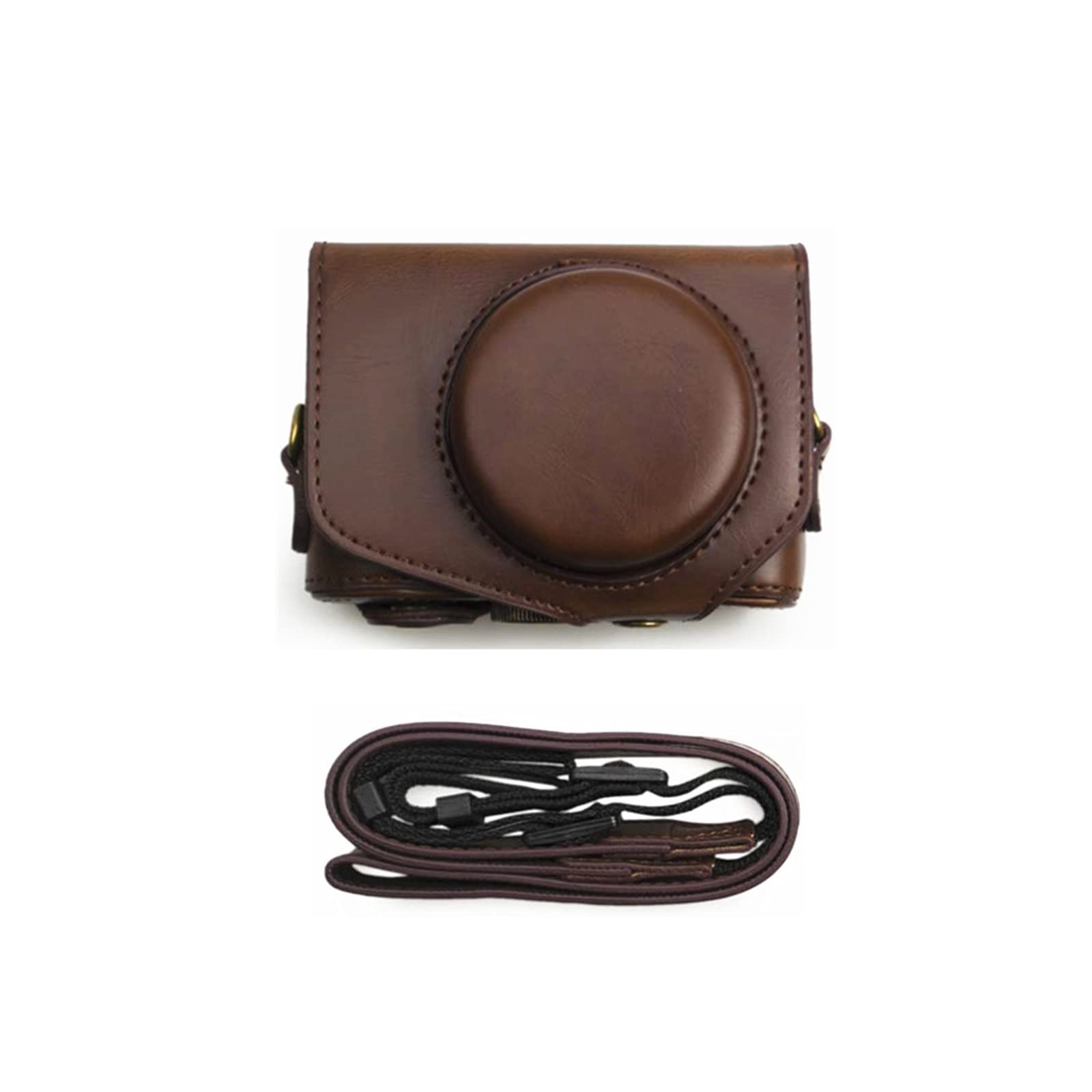 HCZION Retro PU Leather Camera Bag Hard Case Cover Fit For Canon Fit For Powershot G7 X G7X Mark II III (G7XII G7XIII) Mark2 Mark3 G7X2 G7X3(Coffee camera bag)