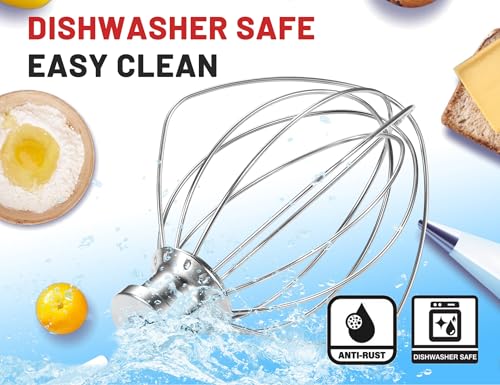 Image of K45WW 6 Wire Whip for 4.5 5 QT KitchenAid Tilt-Head Stand Mixer,Whisk Attachment Fits Kitchen Aid, Compatible with Kitchen Aid Accessories K45,K45SS,KSM90,KSM110,KSM150 (Dishwasher Safe)