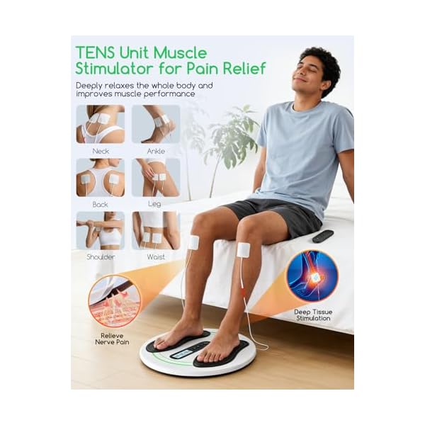 Transcutaneous Electrical Nerve Stimulator for Feet, EMS Foot Massager for Neuropathy NMES Stimulator Circulation and Pain Relief, Electric Foot Massager with 4 TENS Unit Muscle Stimulator Pads - Image 5