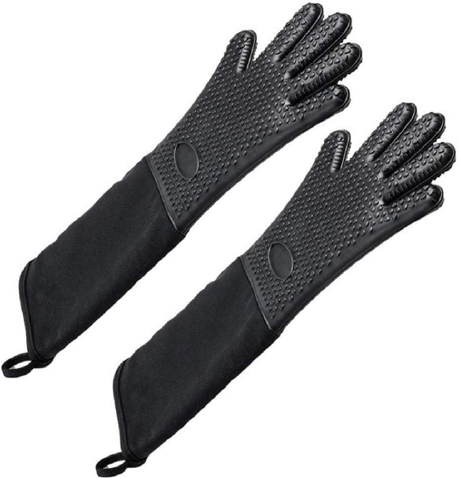 Guantes de horno de silicona profesionales extralargos con forro acolchado, guantes de horno duraderos resistentes al calor, guantes de horno