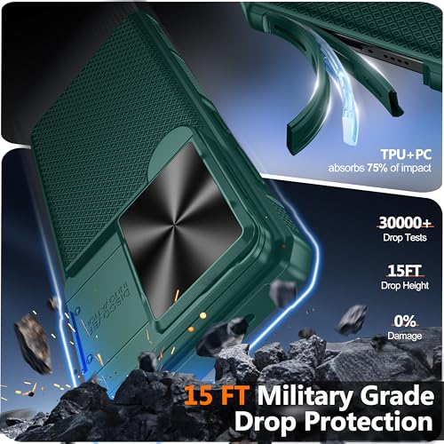 Image of Magnetic for Samsung Galaxy S26 Ultra Case,[Slide Camera Cover][Kickstand][Compatible with Magsafe][Military Grade Protection] Shockproof Rugged Case for Galaxy S26 Ultra, Green