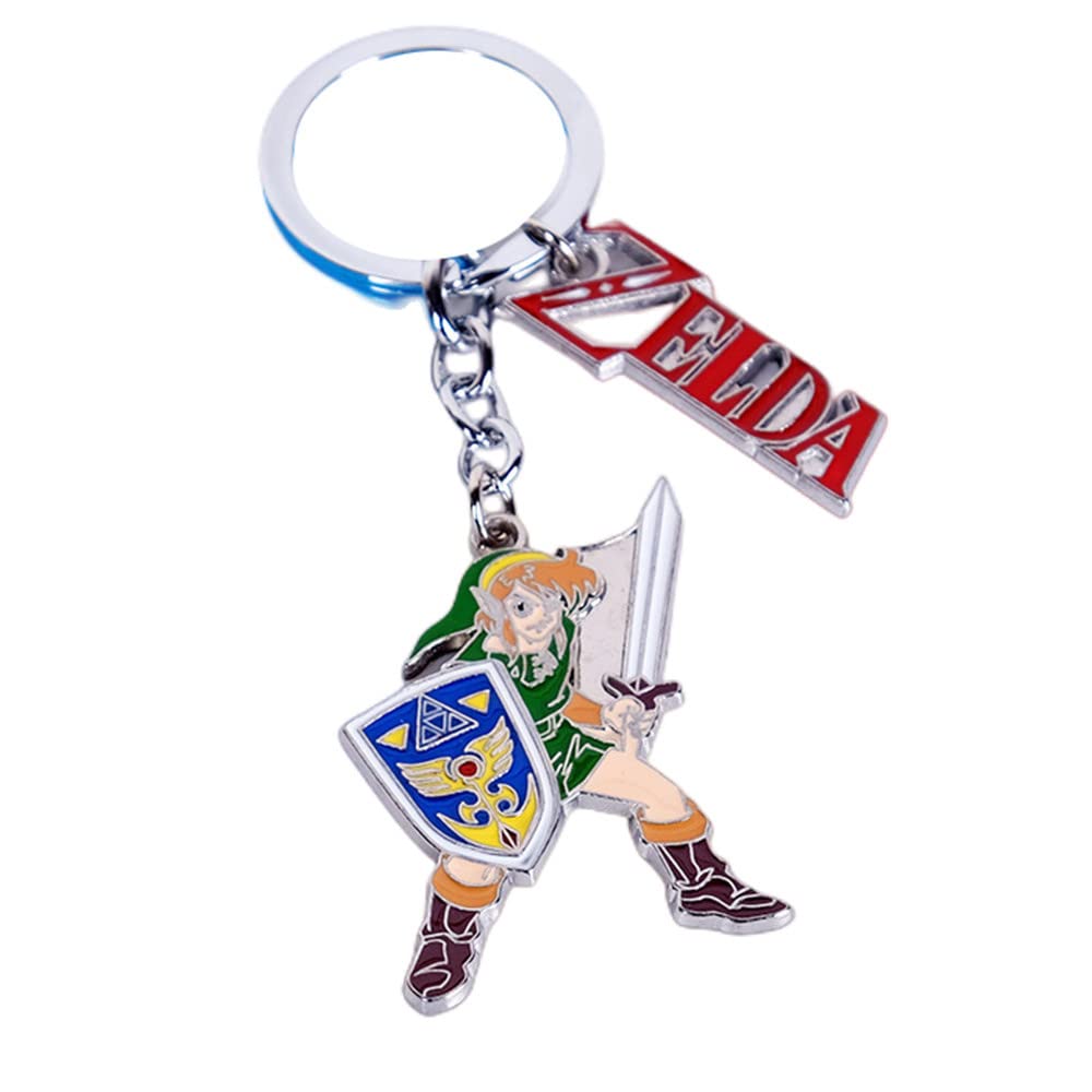 SUPTOFF Zelda Shield Keychain Cartoon Cosplay Keychains Toy Anime Figure Keyring Key Charm Gifts for Boys Girls on Birthday Christmas, Red