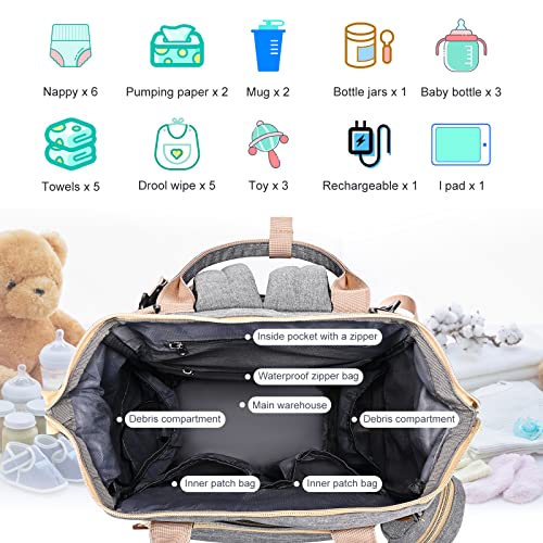 Rikmody Baby Changing Bag Backpack, Multifunctional Diaper Bags with Folding Bed - Image 2