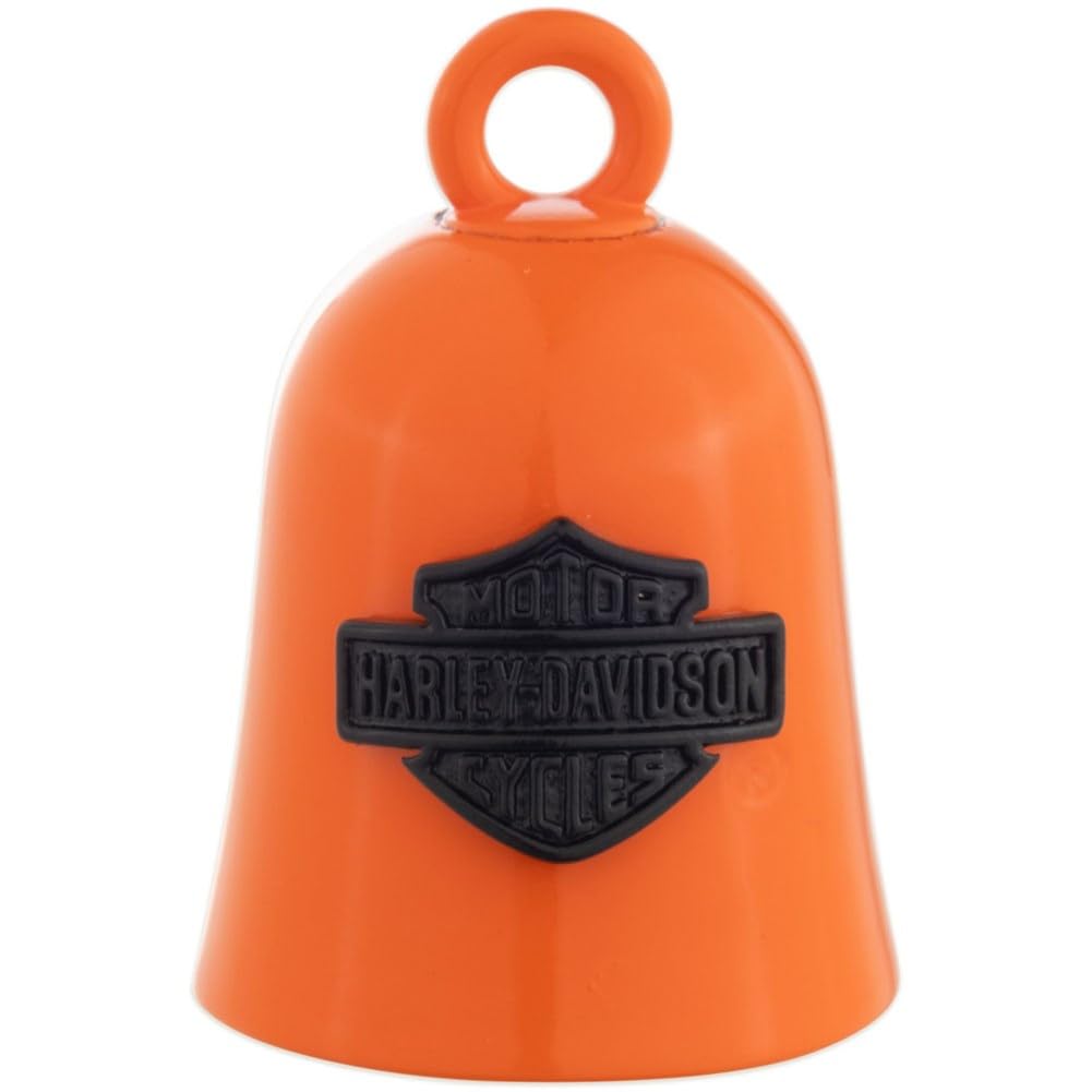 Harley-Davidson Engraved Bar & Shield Logo Ride Bell, Orange & Black