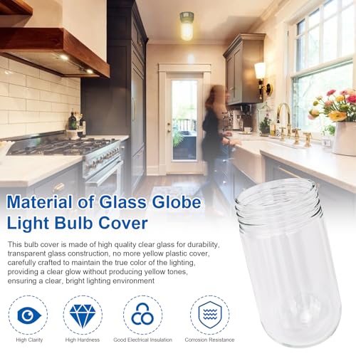 Image of Glass Globe Light Bulb Cover Replacement for L10-X007 Hood Lights Fixture | Outdoor / Kitchen / Ceiling Light Bulb Fixture Glass Light Bulbs Cover 31900 Fit for Walk in Refrigerators