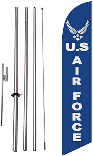 Bandera de plumas publicitaria de la Fuerza Aérea de los Estados Unidos con kit de asta de bandera y estaca de tierra