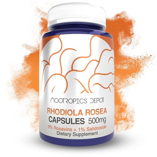 Nootropics Depot Rhodiola Rosea Capsules | 500mg | 3% Rosavins | 60 Count | Adaptogen Herb | Ayurvedic Supplement | Supports Healthy Stress Levels* | Promotes Brain Health*