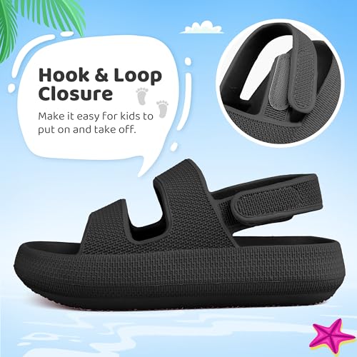 Kids Sandals Boys Girls Cloud Slide Sandals Open Toe Sports Sandals EVA Thick Sole Water Sandals with Hook and Loop Back Strap2