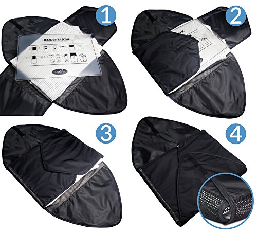 TRAVANDO Hemdentasche mit Falthilfe Koffer Hemden Knitterfrei Hemd packen Blusen Kleidersack Kleidertasche Packtasche Hemdenhülle Reiseutensilien Hemdtasche Organizer Business Anzug