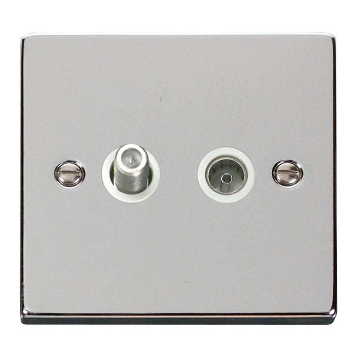 Click Polished Chrome Satellite & Coaxial Socket 1 Gang