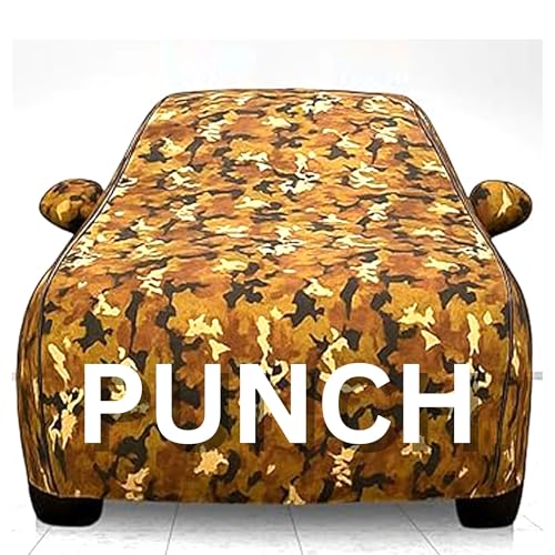 Image of 100% Waterproof Car Cover for Punch UV Protection, Dustproof, Windproof | Custom Fit with Mirror Pockets, Belt & Buckle | All Weather Outdoor Body Cover(Jungle)