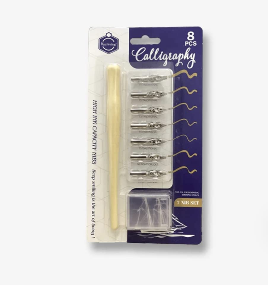 Levin Calligraphy Dip Pen Set With Wooden Holder 7 Nib