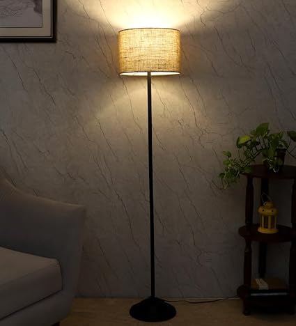 tu casa Metal Floor Lamp: Foldable Standing Lamp for Living Room & Bedroom, Contemporary Home Decor, Ideal Corner & Night Lighting Solution - Includes Stylish Lamp Beige Shade