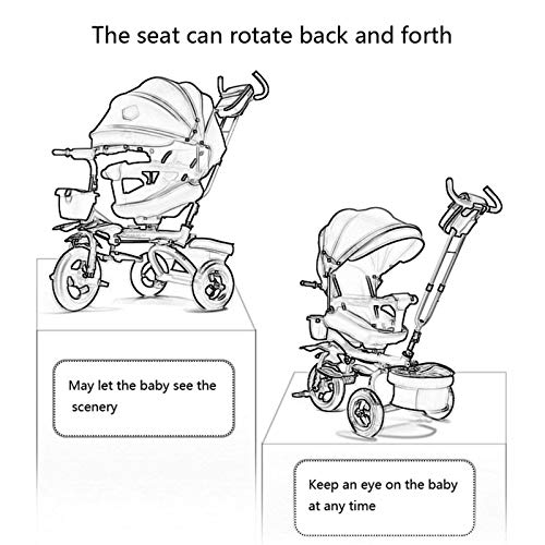 Waljx Child Trike,Baby Bike Strollers For Kids Kids 4 In 1 Trike 7 In 1 With Pedal Lock And Silent Wheels Blue Purple Gray (Color : Blue) (Color : Gray) #TOP3