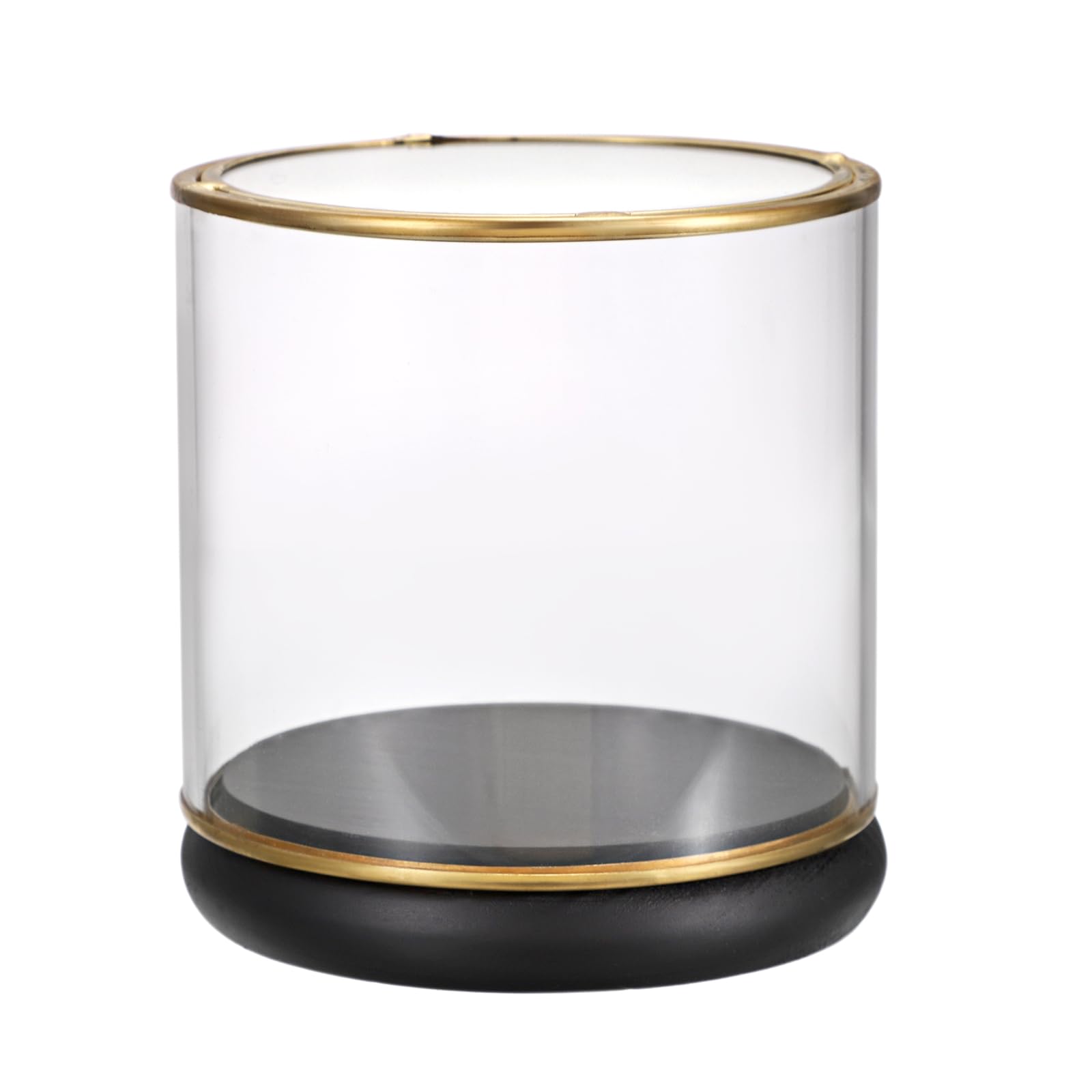 SUMNACON Clear Glass Display Case Cylinder Showcase with Black Base