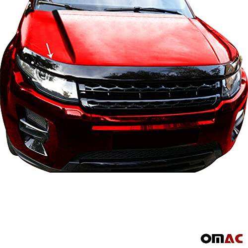 Omac Front Bug Deflector For Range Rover Evoque 2013 To 2018, Hood Protector, All Weather, Black #TOP2