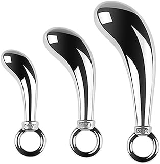 SAHOOSAFETY Plug anal en acier inoxydable S/M/L métal avec anneau de traction tige de plug anal point G gode anal en acier inoxydable dilatateur d'anus gode anal plug anal jouet sexuel for femmes homm