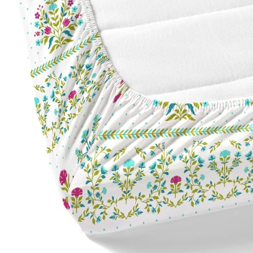 Image of Home Ecstasy 100% Cotton King Fitted Bedsheet with 2 Pillow Covers - (Size 72 x 78 inches, 140 TC, Colour - Green)