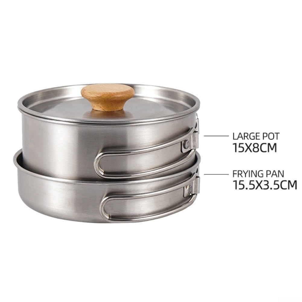 Set Olla Sartén para acero 304 2.1L Total Camping Set Olla Sartén