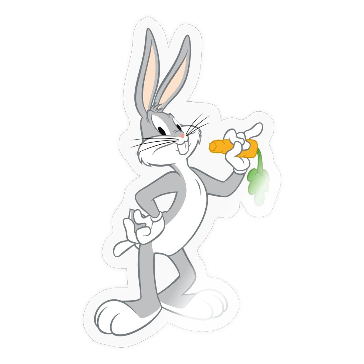 Spreadshirt Looney Tunes Bugs Bunny Pose Carrot Sticker Size S (10 x 10 cm), 10 x 10 cm, Transparent Glossy — image 1