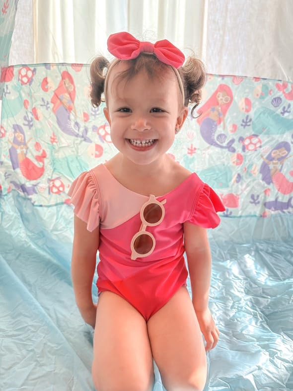 Image of Toddler Girl Baby Ruffles Mermaid Fish Scale Swimsuit One Piece Swimwear Bathing Sunsuit