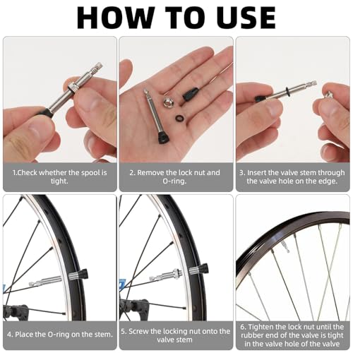 Image of 4 Pcs Presta Valve Stem 40 mm Tubeless Valve Stem Tubeless Bike Valve Adapter with 4 Pcs French Stem Valve Core Removal Tool for Bicycle MTB Road Bike Tubeless Tires Repair
