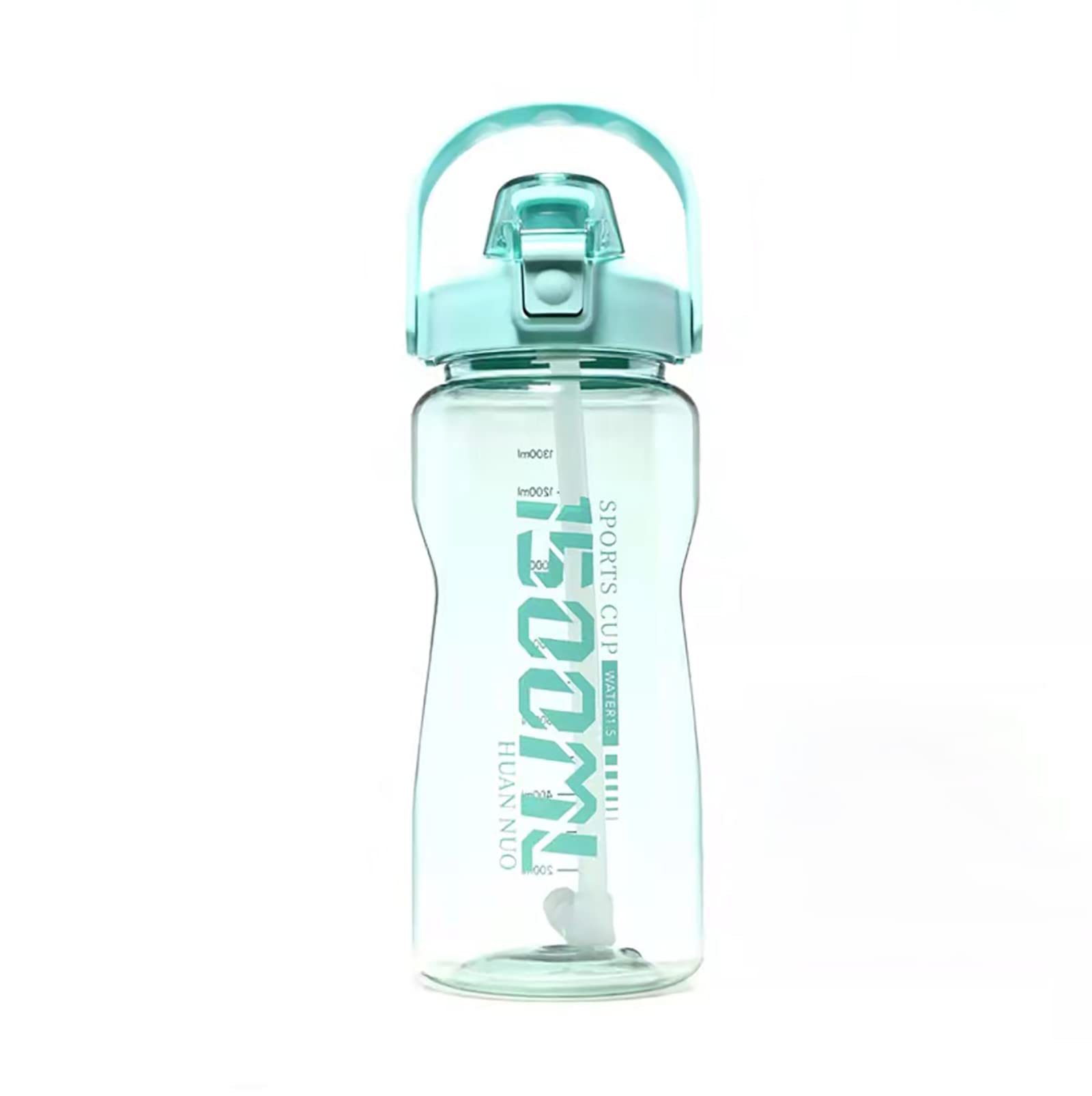 51oz Water Bottle with Handle, Filter and Straw, 1500ml Tritan BPA Free Water Jug for Outdoor Sports Camping Hiking Gym, Leakproof (Green)