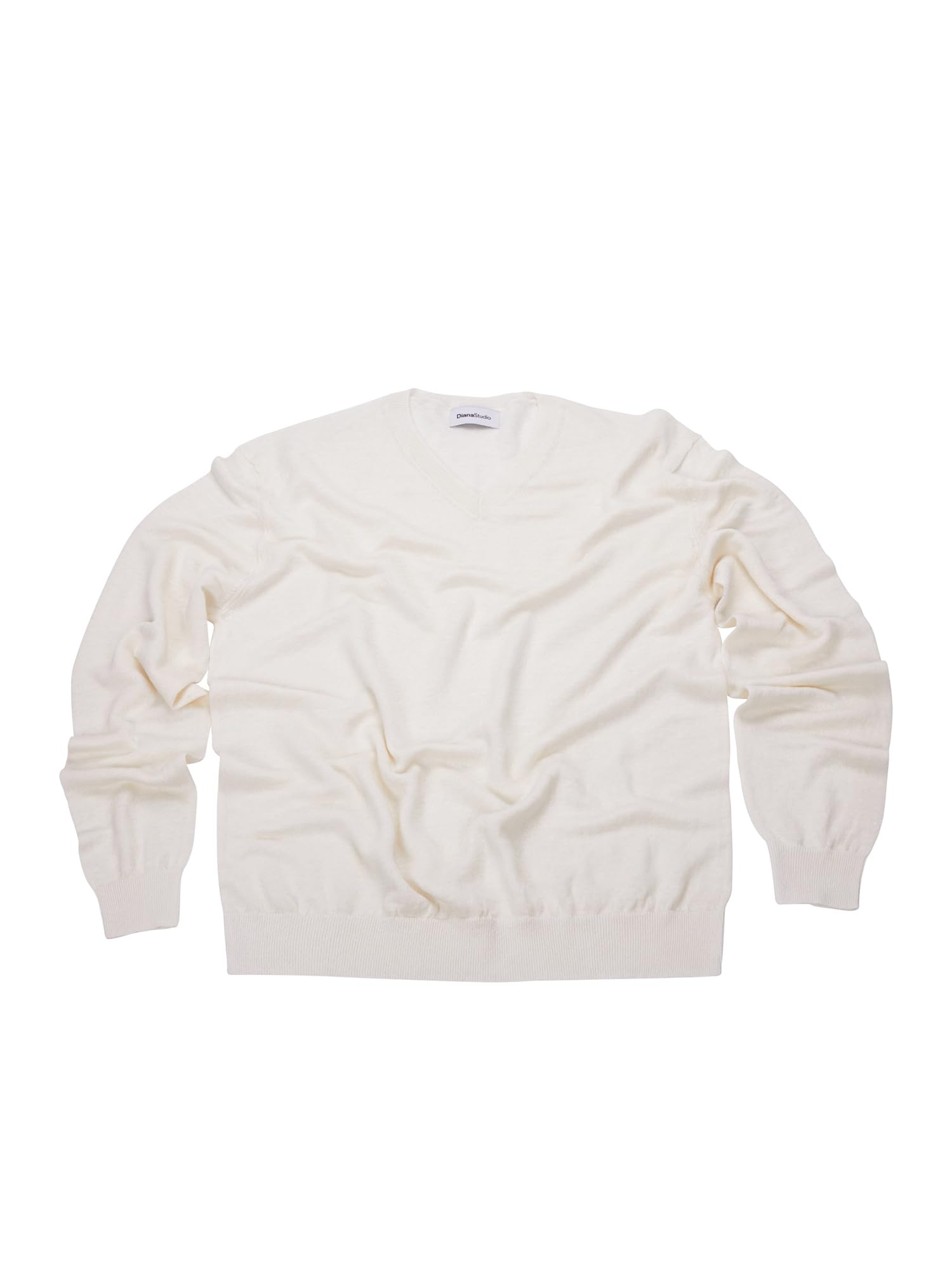 Diana Studio - Maglia rasata Scollo V in 100% Lino, Uomo, Maniche Lunghe, Casual Fit