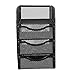 Qiilu Desk Organizer and Supplies Storage - Metal Mesh Organizer with 3 Drawers for Desk - Stylish Black Desktop Accessory