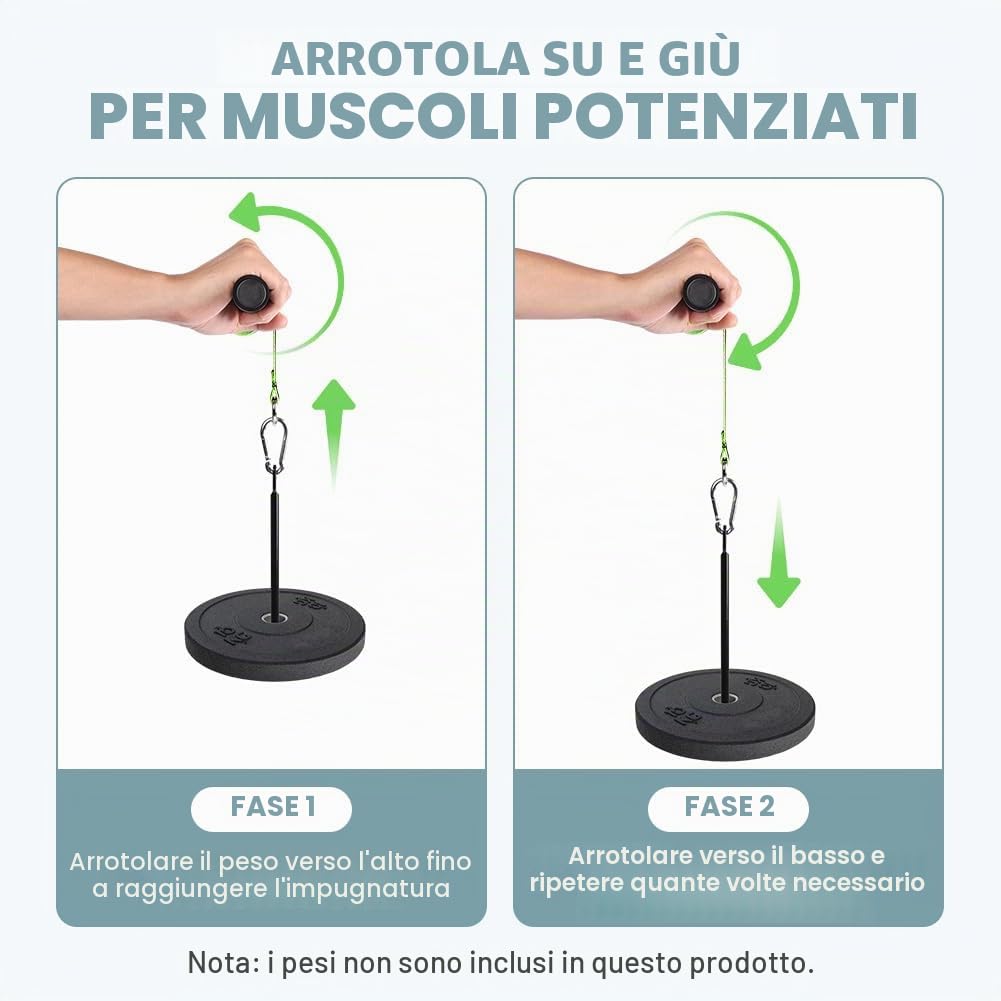 Flintronic Forearm Trainer, Attrezzo per Rafforzare L'avambraccio, Rullo da Polso Avambraccio, Fascia Fitness per di Polso e Avambraccio