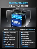 DCHOUSE 12V 100Ah Bluetooth Lithium Batterie mit Low Temperature Schutz – Ansicht 3