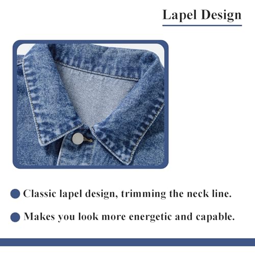 Image of Men's Denim Jacket Vintage-Inspired Jean Jacket with Multiple Pockets - Cotton Blend, Machine Washable