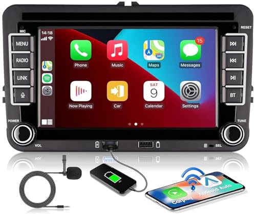 Aphrfamma Autoradio Bluetooth Bildschirm für VW Golf 5 6 Polo T5 Passat Touran Sitz mit FM/AM, Apple Carplay, Android Auto, SWC, Mirror Link, 2 Din Dab Autoradio Touch Display