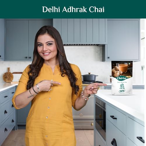 Image of Cherise Instant Tea Premix Sachets Chai Masala | Ready to Mix Delhi Adhrak Chai Powder | Ginger | Black Tea Extract | INSTANT BEVERAGE | Lemongrass | NOURISHING WELLNESS | 23g x 7 Sachets (Pack 2)