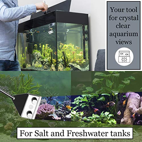Aquarium Glass Cleaner - Long Handheld Tool Cuts Cleaning Time to Half - Keep Hands Dry - Sharp Blade to Remove Thickest Residue - Frequent Tank Maintenance - Image 6
