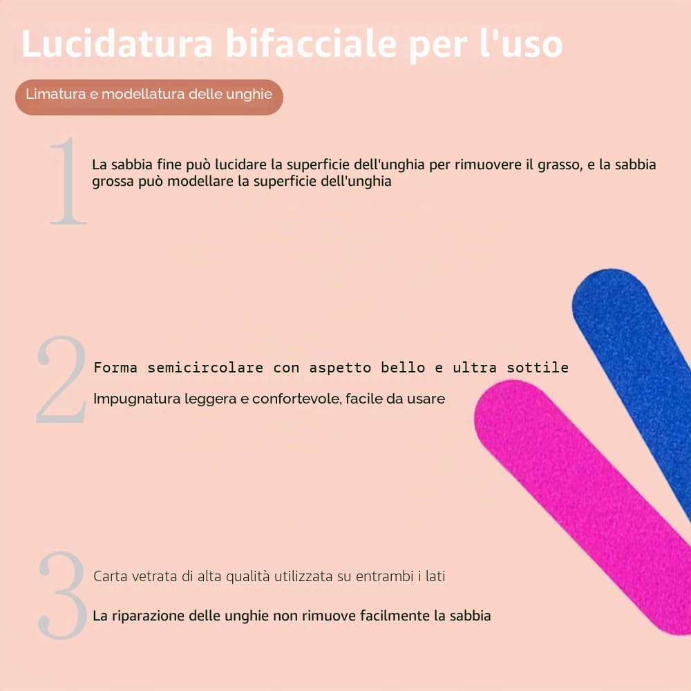 Lime per Unghie, 10 Pezzi Mini Lime per Unghie Professional Double Face, Strumenti di Manicure, per Uso Domestico e Salone