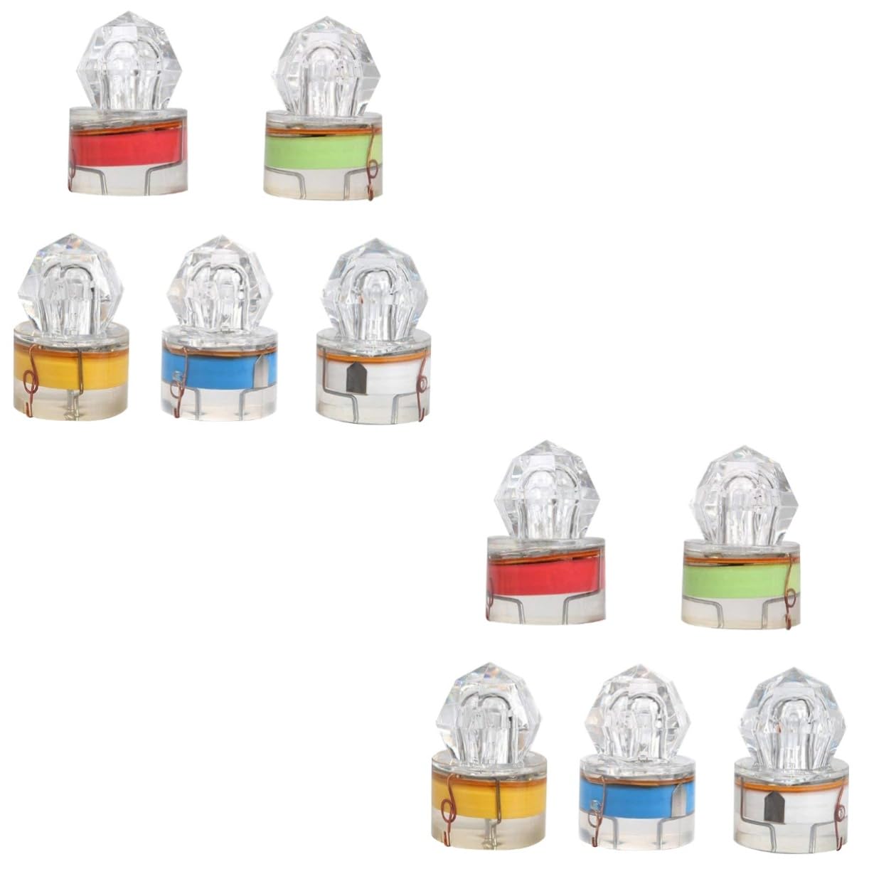 10pezzi LED Subacqueo per Pesca Lampada da Pesca per Attirare Pesci e Esche Rosso Blu Bianco Verde Colorato Metri di profondità