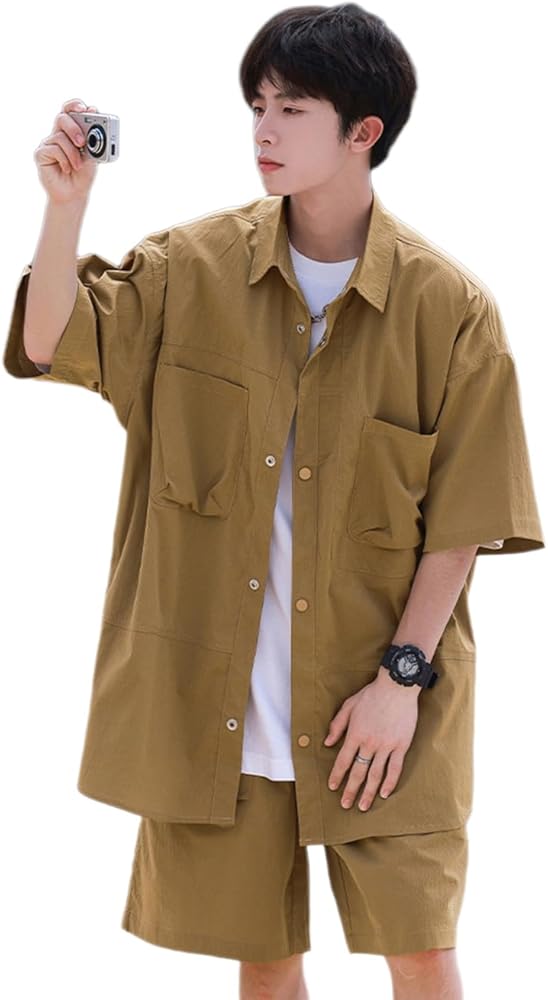 Amazon.co.jp: [NOMSOCR] ワークシャツ セットアップ メンズ