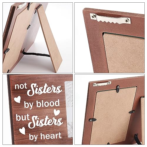 FINGERINSPIRE Not Sister By Blood But Sister By Heart Picture Frame 10x15cm Best Friend Photo Frame Hanging/Tabletop Rustic Wooden Friendship Gifts Frame for Women Friends Besties Soul Sisters - Image 4
