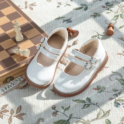 Image of GINFIVE Toddler Girls Dress Shoes Little Kids Flats School Mary Janes Shoes