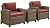 Crosley Furniture Bradenton 3-Piece Outdoor Chair and Side Table Set, Wicker Patio Conversation Sets, Brown with Sangria Cushions