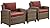 Crosley Furniture Bradenton 3-Piece Outdoor Chair and Side Table Set, Wicker Patio Conversation Sets, Brown with Sangria Cushions