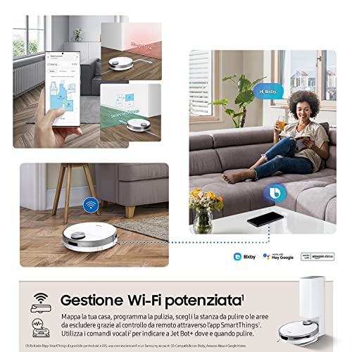 Samsung Jet Bot+ VR30T85513W/WA Robot aspirateur avec capteur LIDAR 5 W 0,3 L Blanc - Image 8