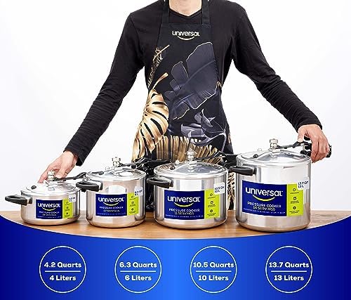 Universal (6.3 Quart / 6 Liter) Pressure Cooker, 7 Servings, Aluminum Pressure Cooker With Multiple Safety Systems and Heat Resistant Handles For Stews, Soup, Meat, and Beans - Thumbnail 3